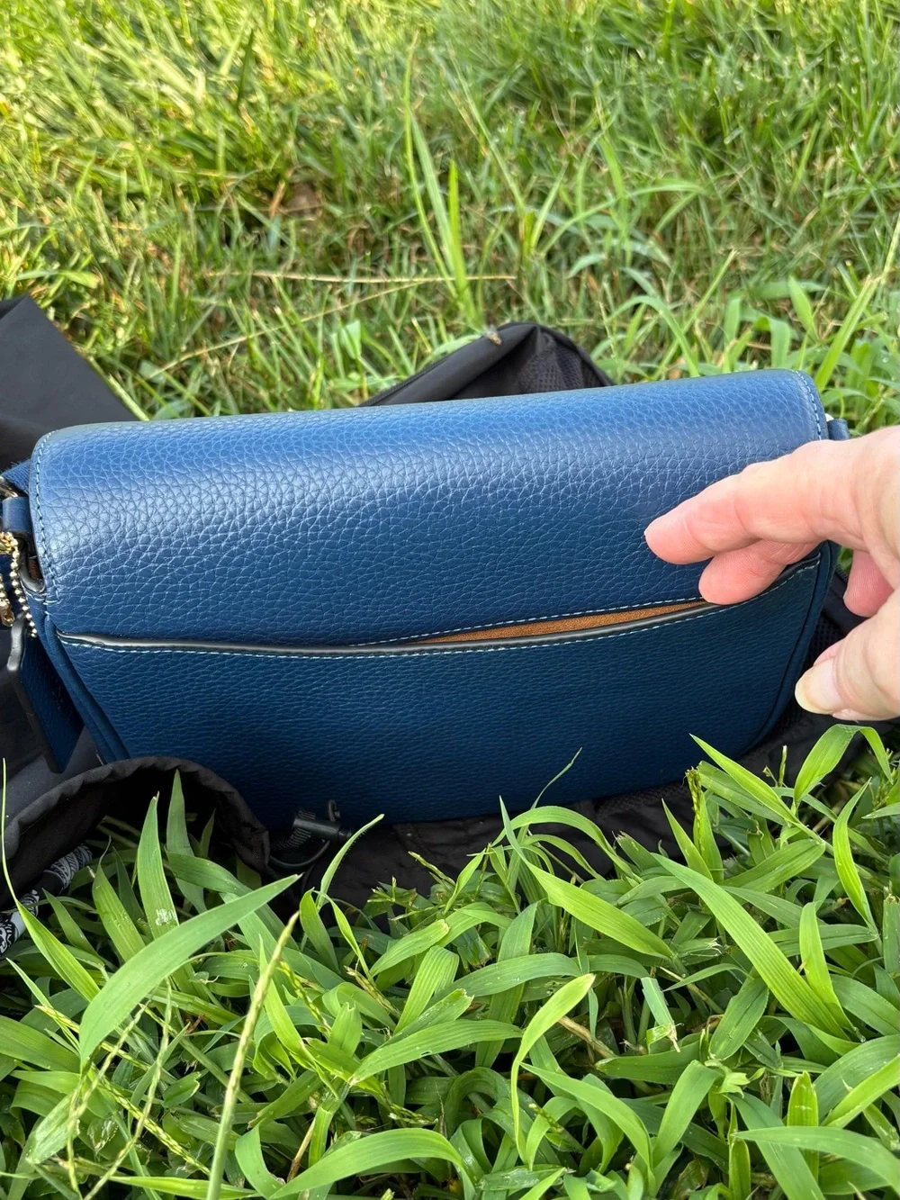 Coach Amelia Saddle Bag Crossbody in Blue Leather